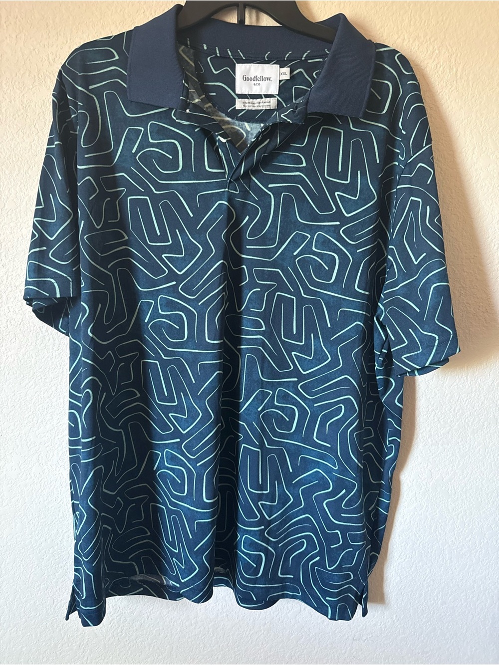 men's polo XL DRESSY BLUE Standard Wicking Resists Wrinkle No Roll Goodfellow